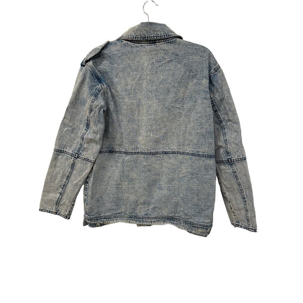 Avec Les Filles Acid Wash Denim Utility Jacket Size Medium Safari Style - Picture 10 of 10